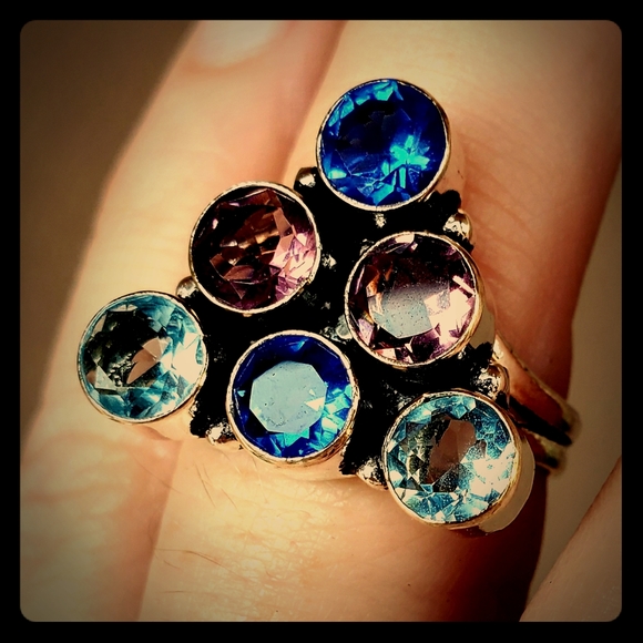 New Amethyst and Blue Quartz 925 Silver Ring. - Picture 1 of 12